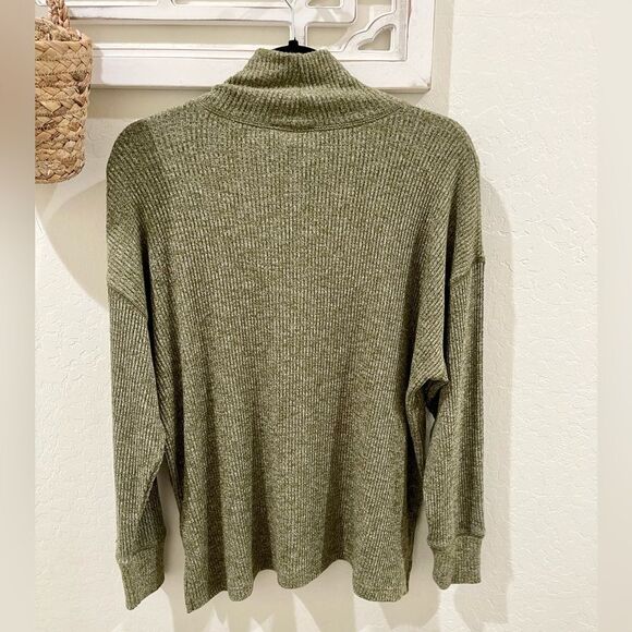 J Crew green ribbed mock neck oversized tunic Small - Picture 2 of 4